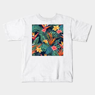 Tropical Flowers Pattern 11 Kids T-Shirt